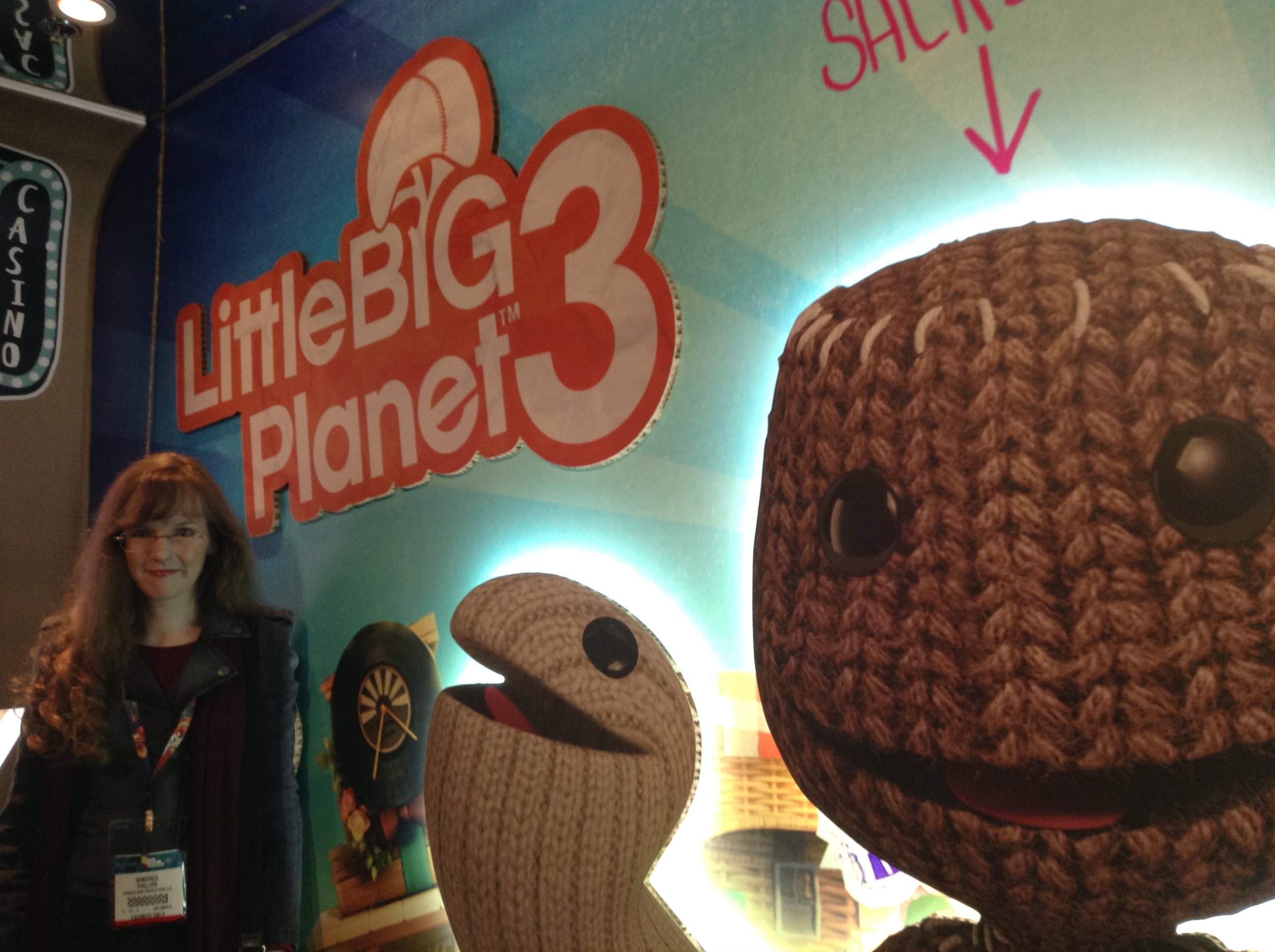 Photo of composer Winifred Phillips taken in the LittleBigPlanet 3 booth at the Electronic Entertainment Expo 2014.