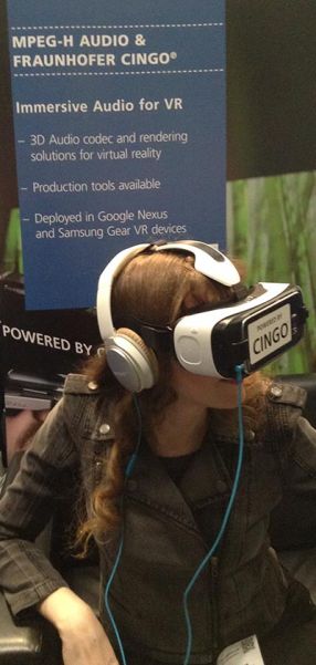 In this article about headphone tech for the popular VR platforms (by a video game composer for video game composers) Winifred Phillips is pictured demoing the Cingo engine as implemented in the famous Samsung Gear VR.