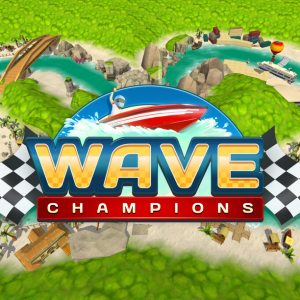 Wave Champions logo (article explores portable game audio and music, author: Winifred Phillips, video game composer)