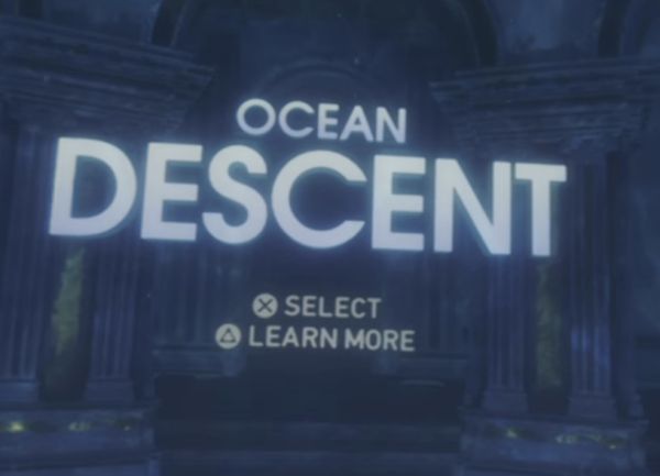 An illustration of the Ocean Descent portion of famous PlayStation VR Worlds game, from the article by Winifred Phillips, video game composer.