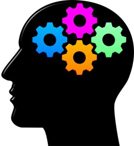 An illustration depicting intelligence in its popular 'mental gears' metaphor, used in the article for video game composers by Winifred Phillips (game music composer).