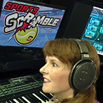 Popular game music composer Winifred Phillips works in her music production studio.