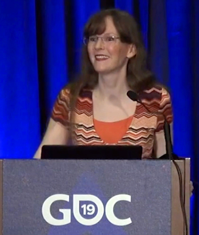Award-winning game music composer Winifred Phillips spoke at the Game Developers Conference in 2019.