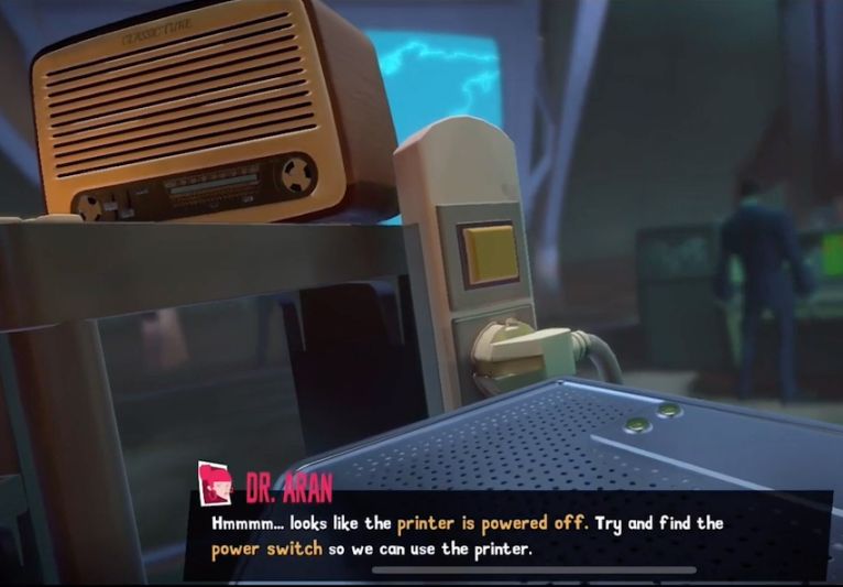 Video game capture screenshot of the in-game radio found in the War Room level of the Spyder video game, from the article by game music composer Winifred Phillips.