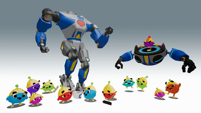 This image shows characters from the Fail Factory VR game, developed by Armature Studios for VR platforms.  The music for Fail Factory was composed by award-winning video game music composer Winifred Phillips.