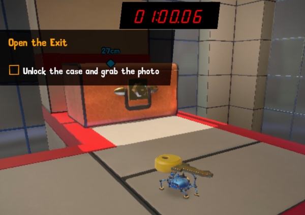 A screenshot showing Agent 8 solving a key puzzle in the Spyder Micro Missions, as developed by Sumo Digital (music composed by video game music composer Winifred Phillips).