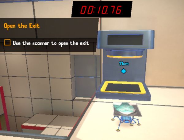 A screenshot showing gameplay as the clock runs out during the timed Micro Mission challenge in the Spyder video game, as developed by Sumo Digital.  The music of the Spyder game was composed by award-winning video game music composer Winifred Phillips.