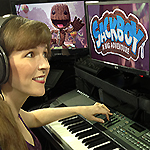Game music composer Winifred Phillips works in her music production studio.